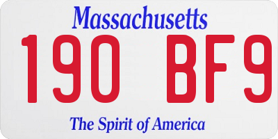MA license plate 190BF9