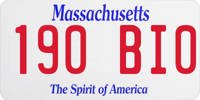 MA license plate 190BI0