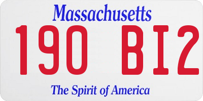 MA license plate 190BI2