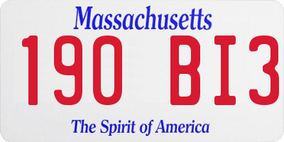 MA license plate 190BI3