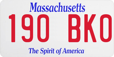 MA license plate 190BK0