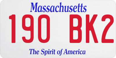 MA license plate 190BK2