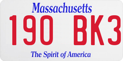 MA license plate 190BK3