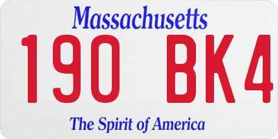 MA license plate 190BK4