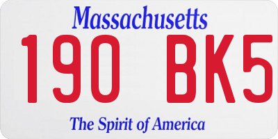 MA license plate 190BK5