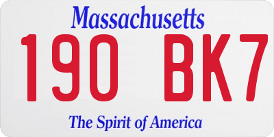 MA license plate 190BK7