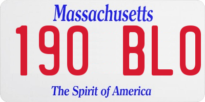 MA license plate 190BL0
