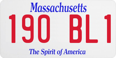 MA license plate 190BL1