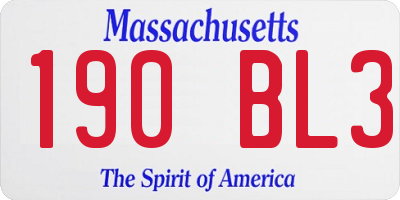 MA license plate 190BL3