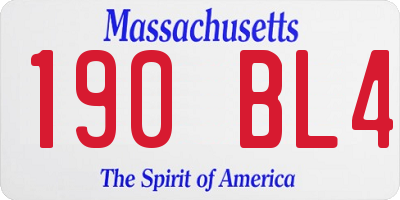 MA license plate 190BL4