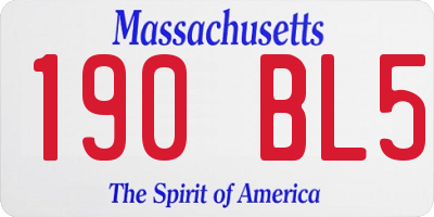MA license plate 190BL5