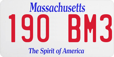 MA license plate 190BM3