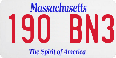 MA license plate 190BN3