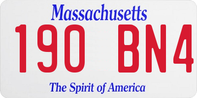 MA license plate 190BN4