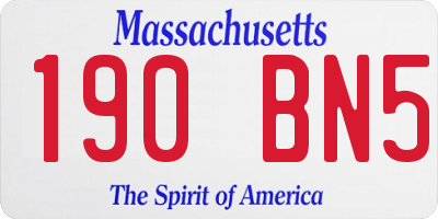 MA license plate 190BN5