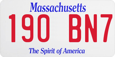 MA license plate 190BN7
