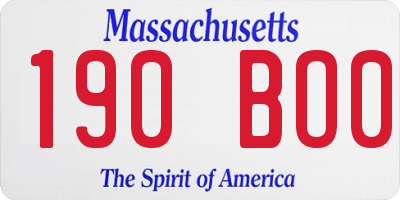 MA license plate 190BO0