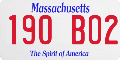 MA license plate 190BO2