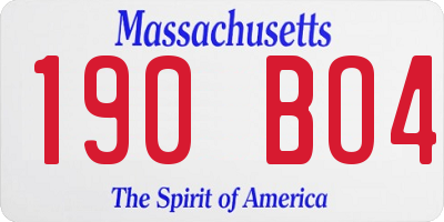 MA license plate 190BO4