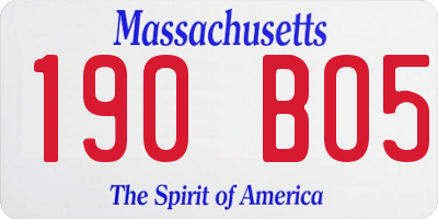 MA license plate 190BO5