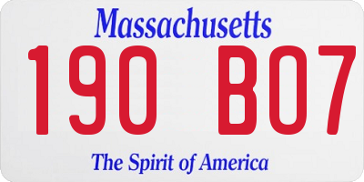 MA license plate 190BO7