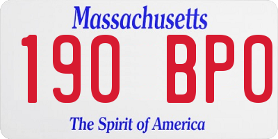 MA license plate 190BP0