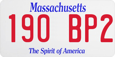 MA license plate 190BP2