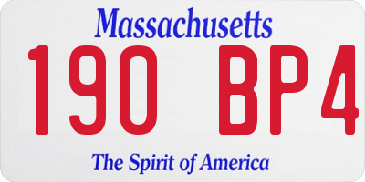 MA license plate 190BP4