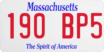 MA license plate 190BP5