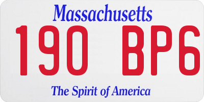 MA license plate 190BP6
