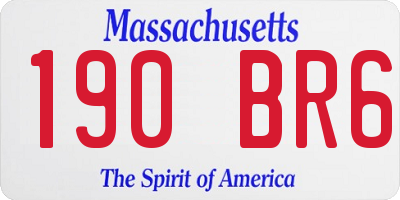 MA license plate 190BR6