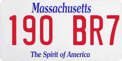 MA license plate 190BR7