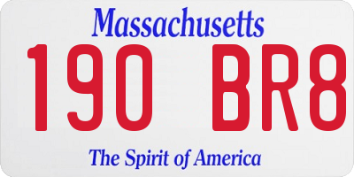 MA license plate 190BR8