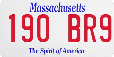 MA license plate 190BR9