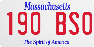 MA license plate 190BS0