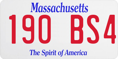 MA license plate 190BS4