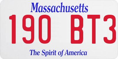 MA license plate 190BT3