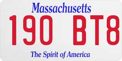 MA license plate 190BT8