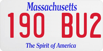 MA license plate 190BU2