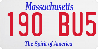 MA license plate 190BU5