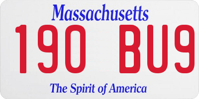 MA license plate 190BU9