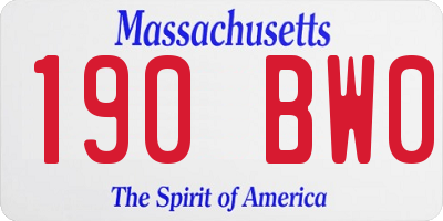 MA license plate 190BW0