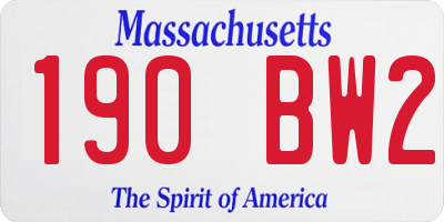 MA license plate 190BW2