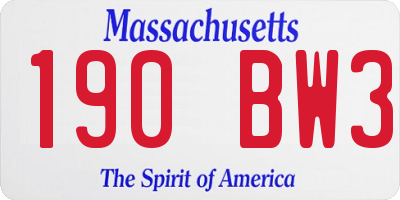 MA license plate 190BW3