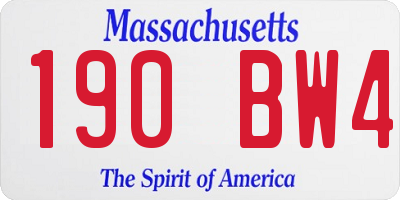 MA license plate 190BW4