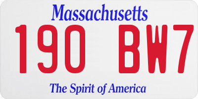 MA license plate 190BW7