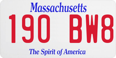 MA license plate 190BW8