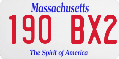 MA license plate 190BX2