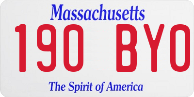 MA license plate 190BY0