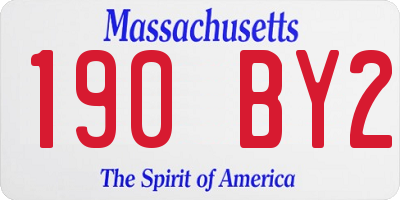MA license plate 190BY2